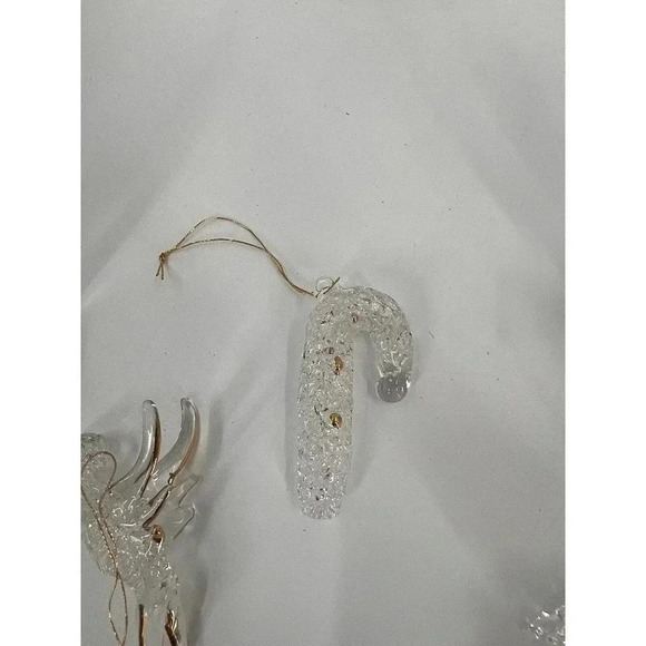 VINTAGE 8 Piece Clear Glass Spaghetti/Spun Glass Ornaments NATIVITY TREE ANGELS - Picture 10 of 12